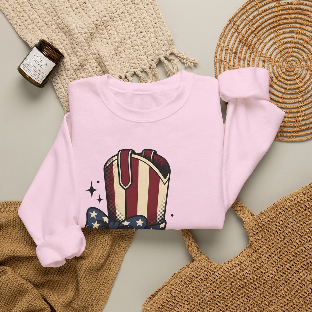 Western Boot America 4Th Of July Cowboy Gift Rustic Boot Patriot Fan Cowboy Old Sweatshirt