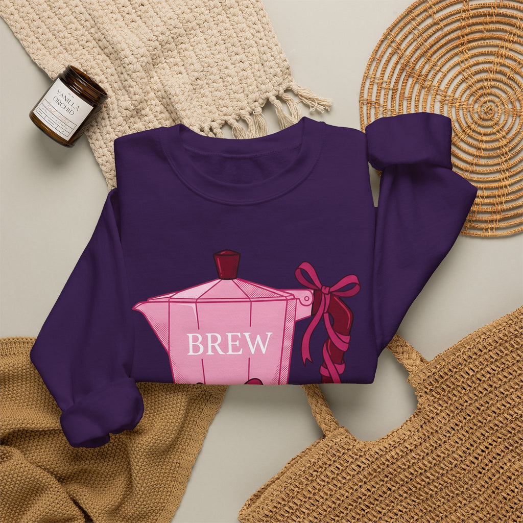 Moka Pot Sweatshirt Coffee Foodie Gift Women Cute Sweatshirt Stovetop Coffee Sweatshirt Coffee Fan Cute Sweatshirt Food Graphic Hand Drawn Bow Sweatshirt