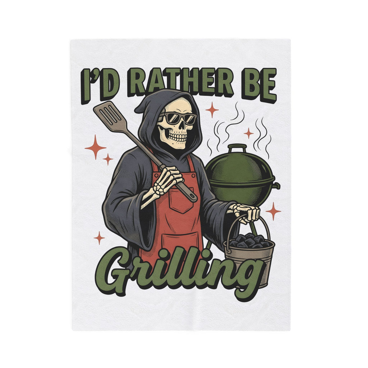 Skull Cook Blanket Grilling Joke Gift Women Comic Blanket Skeleton Blanket Barbecue Fan Cartoon Blanket Pun Graphic Retro Barbeque Blanket