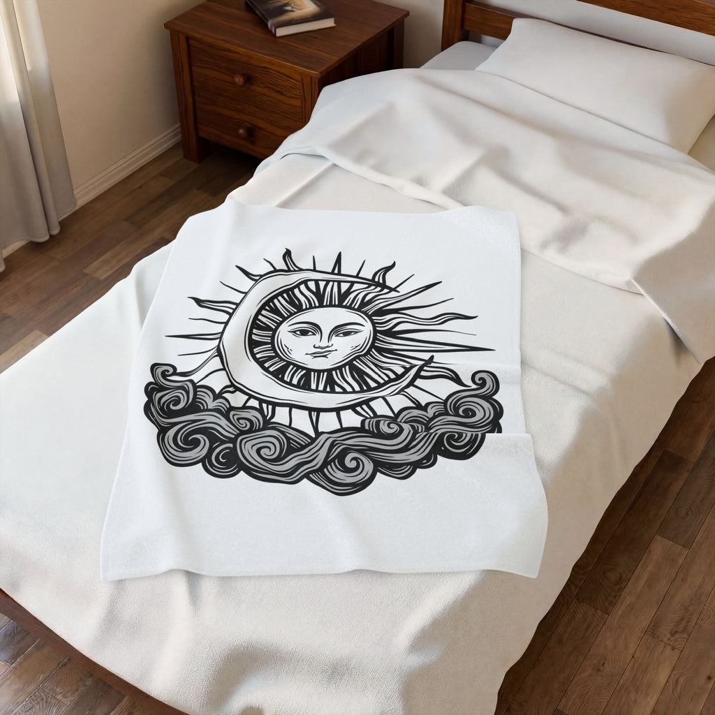 Sun Moon Boho Chic Astrology Gift Sketch Celestial Body Bohemian Enthusiast Drawing Astrology Blanket