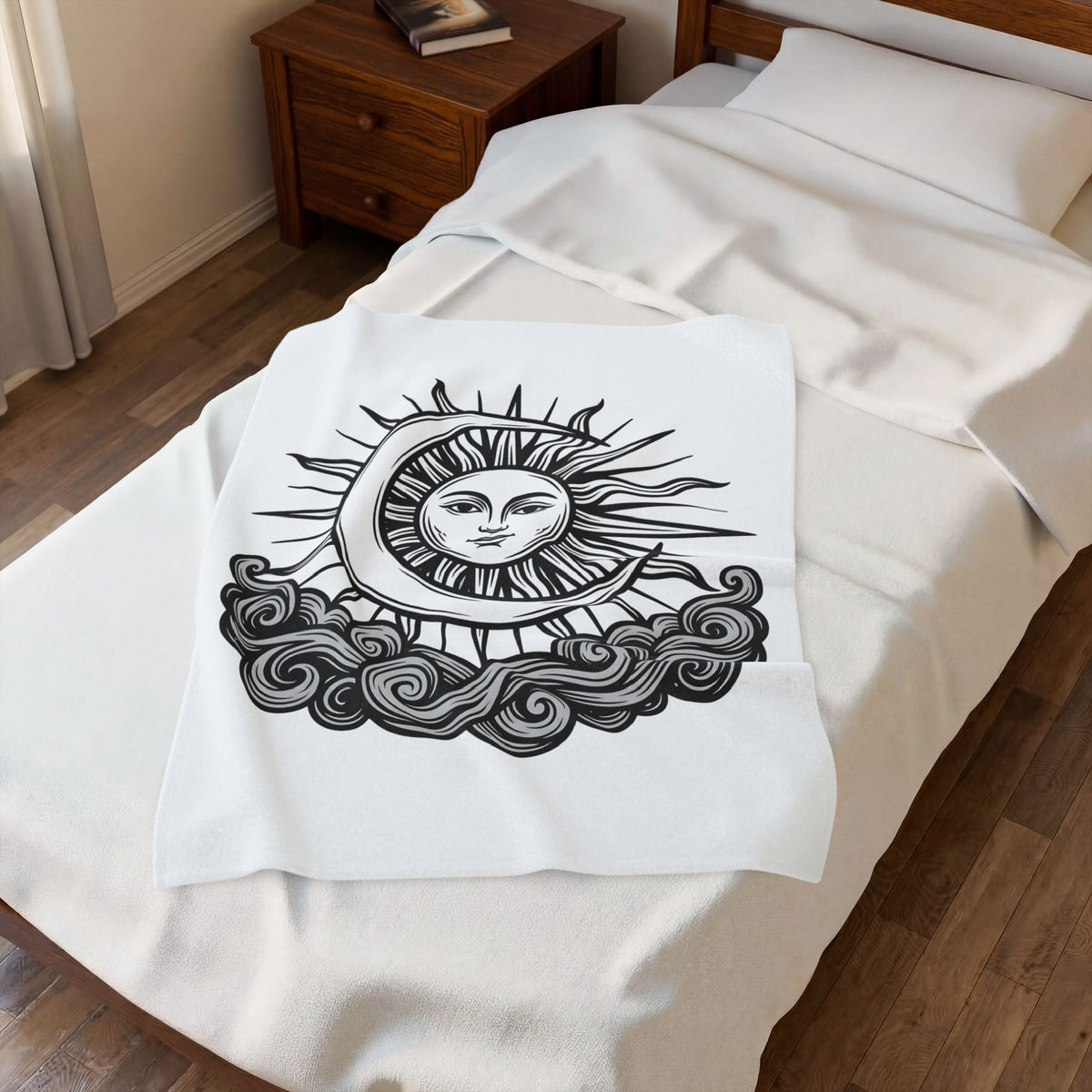 Sun Moon Boho Chic Astrology Gift Sketch Celestial Body Bohemian Enthusiast Drawing Astrology Blanket