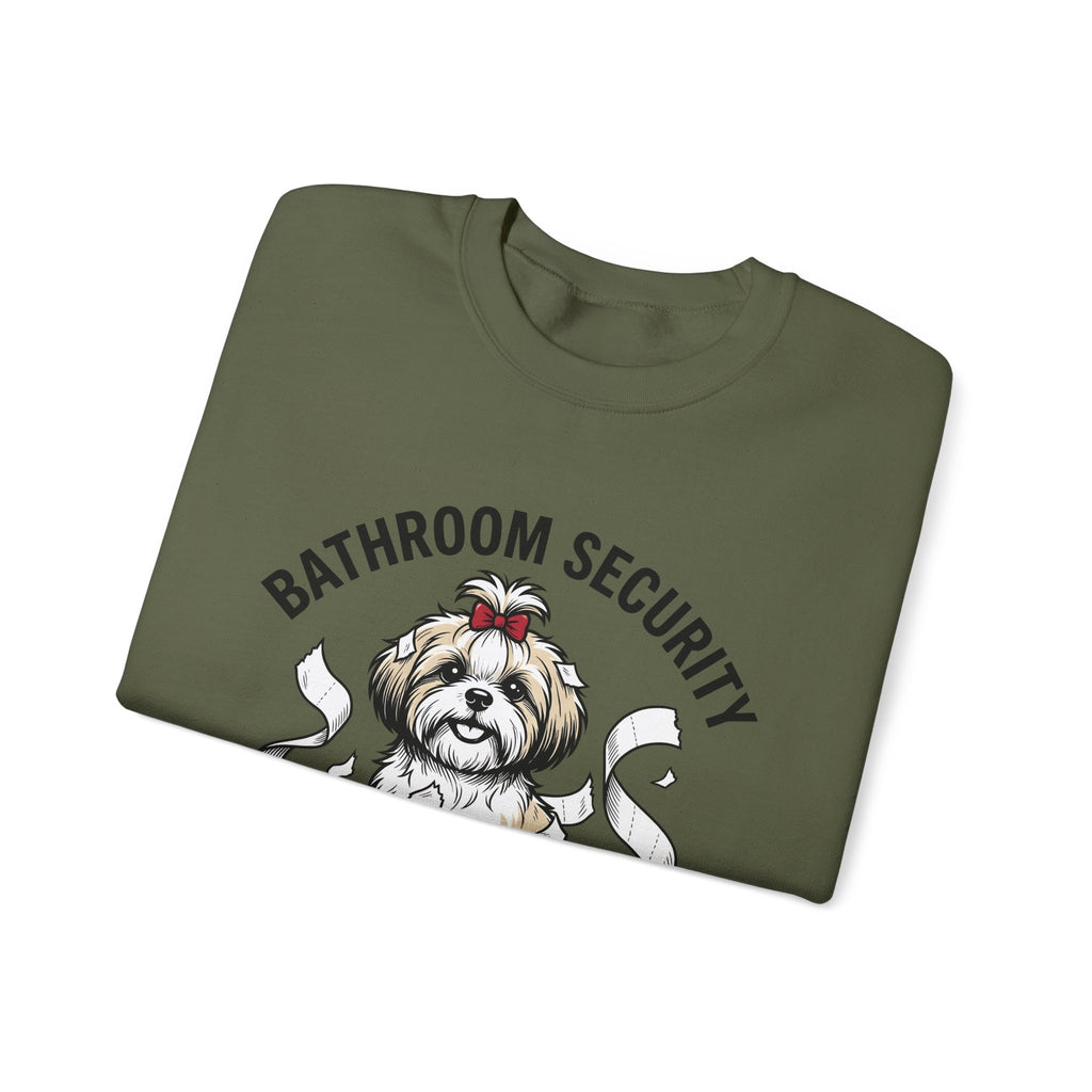 Shih Tzu Puppy Sweatshirt Dog Joke Gift Women Comic Sweatshirt Puppy Sweatshirt Dog Fan Cartoon Sweatshirt Humor Graphic Sketch Bathroom Paper Sweatshirt