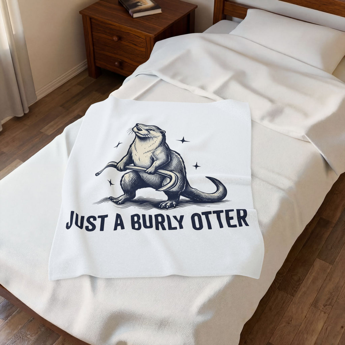 Strong Otter Blanket Funny Animal Gift Women Vintage Blanket Otter Blanket Humor Fan Retro Blanket Wildlife Graphic Hand Drawn Stars Blanket