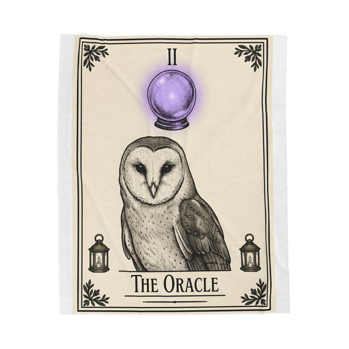 Barn Owl Blanket Boho Chic Magic Gift Women Oracle Blanket Owl Blanket Bohemian Fan Mystic Blanket Magical Graphic Hand Drawn Glass Sphere Blanket