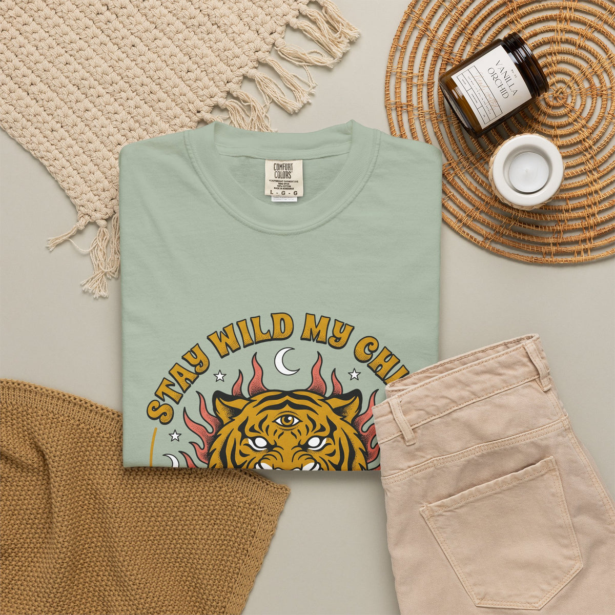 Tiger Head T-Shirt Boho Chic Animal Gift Women Psychedelic T-Shirt Tiger T-Shirt Hippie Fan Tribal Graphic Vintage Rose T-Shirt