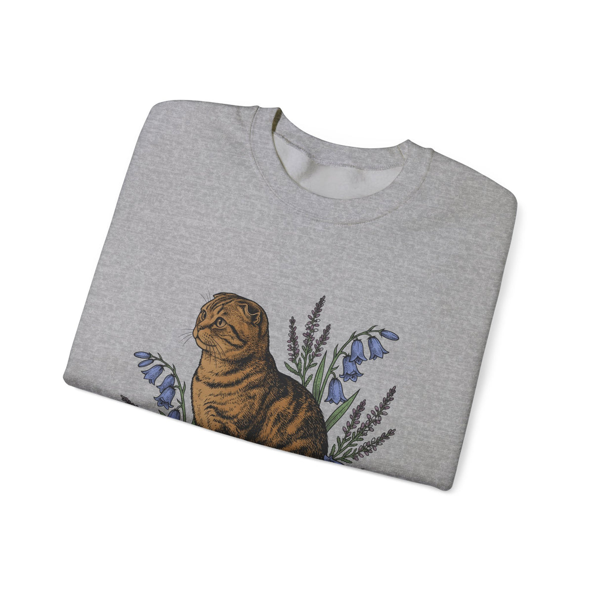 Tiger Cat Sweatshirt Cat Petals Gift Women Leaf Sweatshirt Tabby Cat Sweatshirt Cat Fan Feline Sweatshirt Floral Graphic Sketch Wild Blooms Sweatshirt