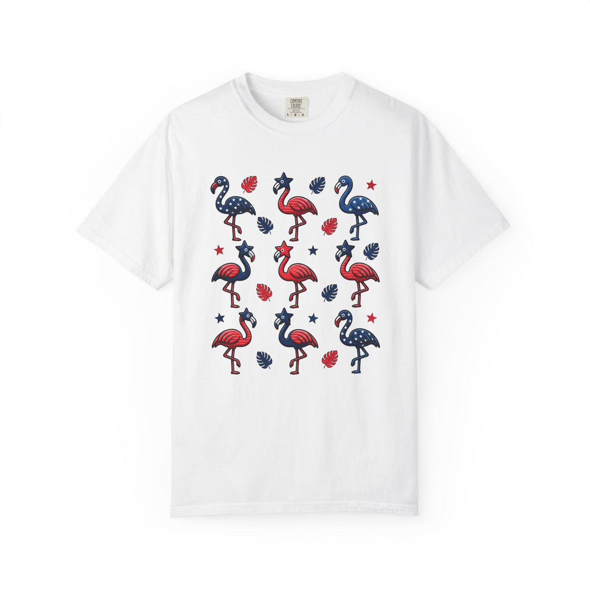Flag Flamingo T-Shirt 4th Of July Holiday Gift Women Cartoonish T-Shirt Flamingo T-Shirt Independence Day Fan Retro T-Shirt Celebration Graphic Old