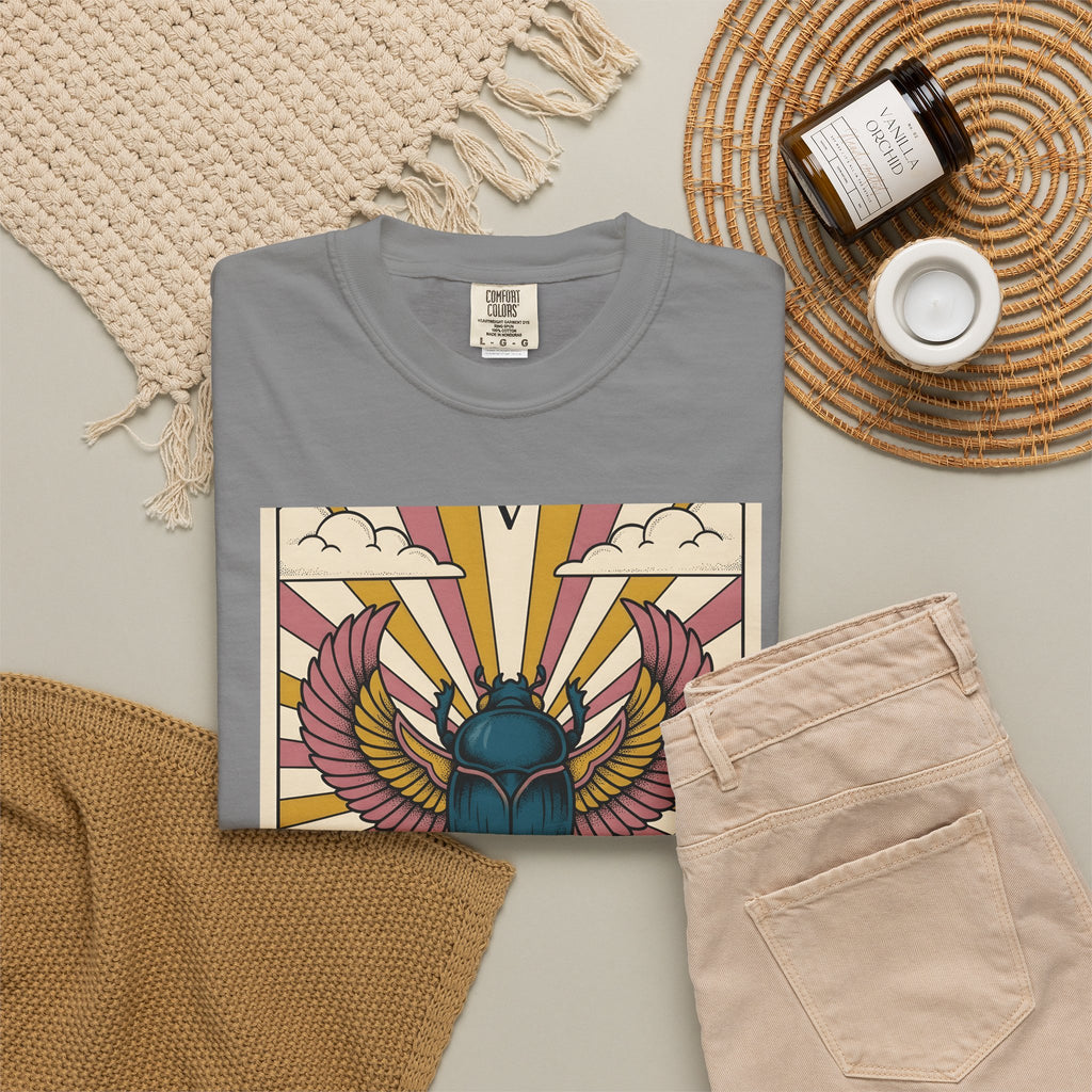 Beetle T-Shirt Boho Chic Esoteric Gift Women Divination Card T-Shirt Bug T-Shirt Bohemian Fan Tarot T-Shirt Mystical Graphic Hand Drawn Crescent