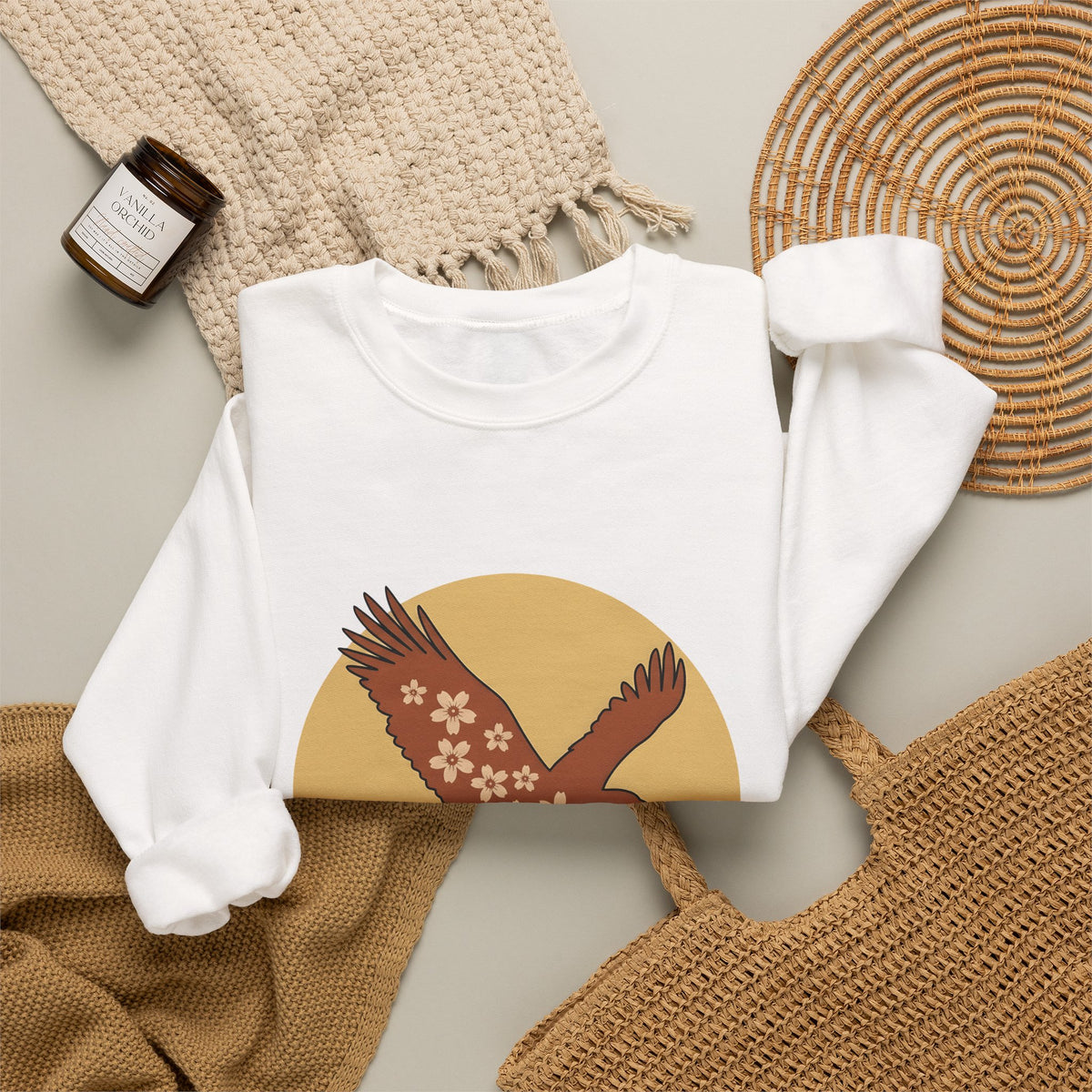 Floral Eagle Sweatshirt Boho Chic Nature Gift Women Boho Sweatshirt Bird Sweatshirt Bohemian Fan Tribal Graphic Sweatshirt Minimalist Mountains Sweatshirt