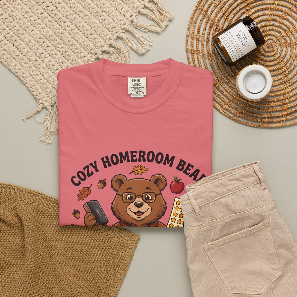 Bear Teacher T-Shirt Teachers Education Gift Women Cartoon T-Shirt Teddy Teacher T-Shirt Educator Enthusiast Comic T-Shirt Learning Graphic Hand