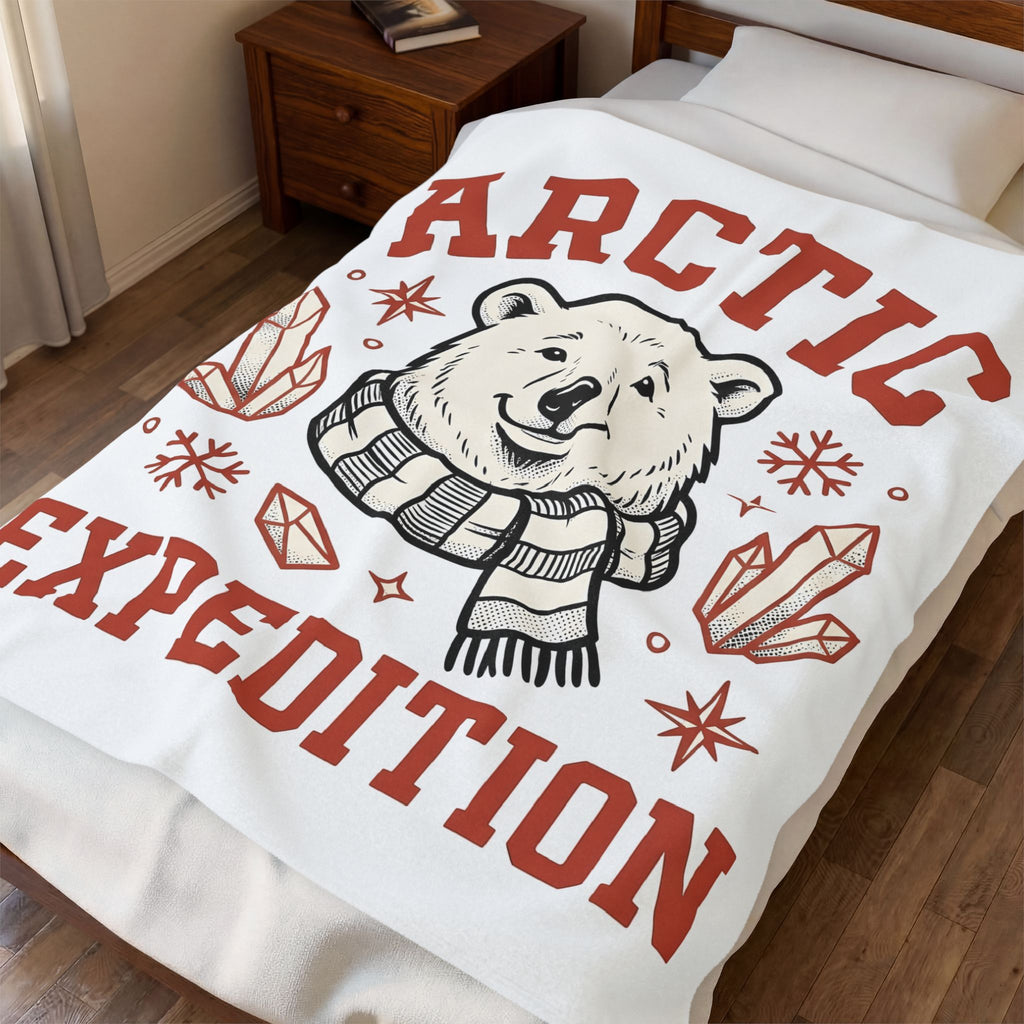 White Bear Blanket Christmas Cold Season Gift Women Comic Blanket Polar Bear Blanket Winter Fan Cartoon Blanket Frost Graphic Retro Ice Crystals