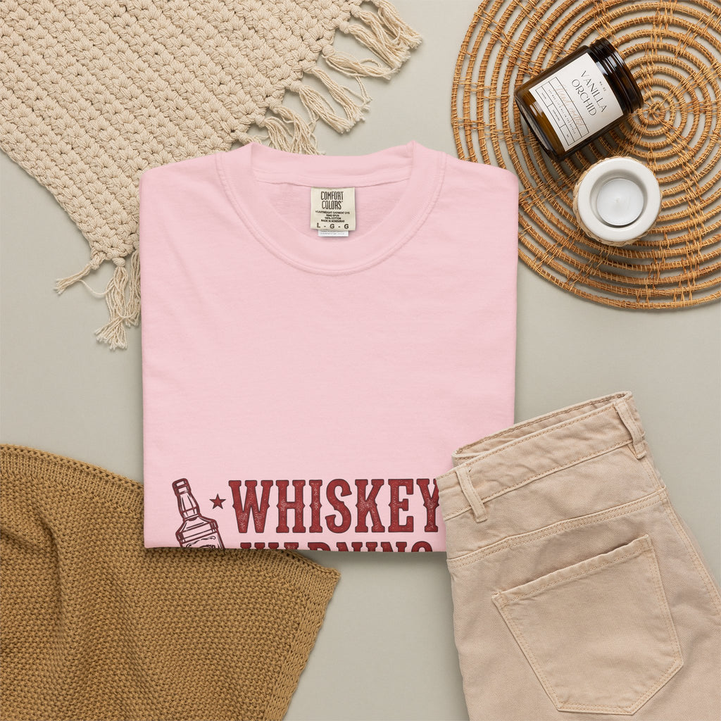 Bourbon Bottle Cowgirl Alcohol Gift Weathered Whiskey Bottle Rodeo Fan Distressed Liquor Old T-Shirt