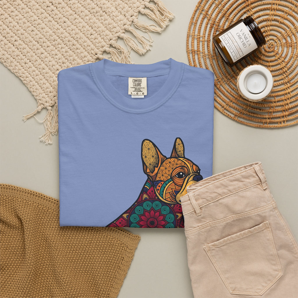 French Bulldog T-Shirt Dog Wildlife Gift Women Tribal T-Shirt Bouledogue T-Shirt Dog Fan Animal Graphic T-Shirt Rainbow Mandala T-Shirt