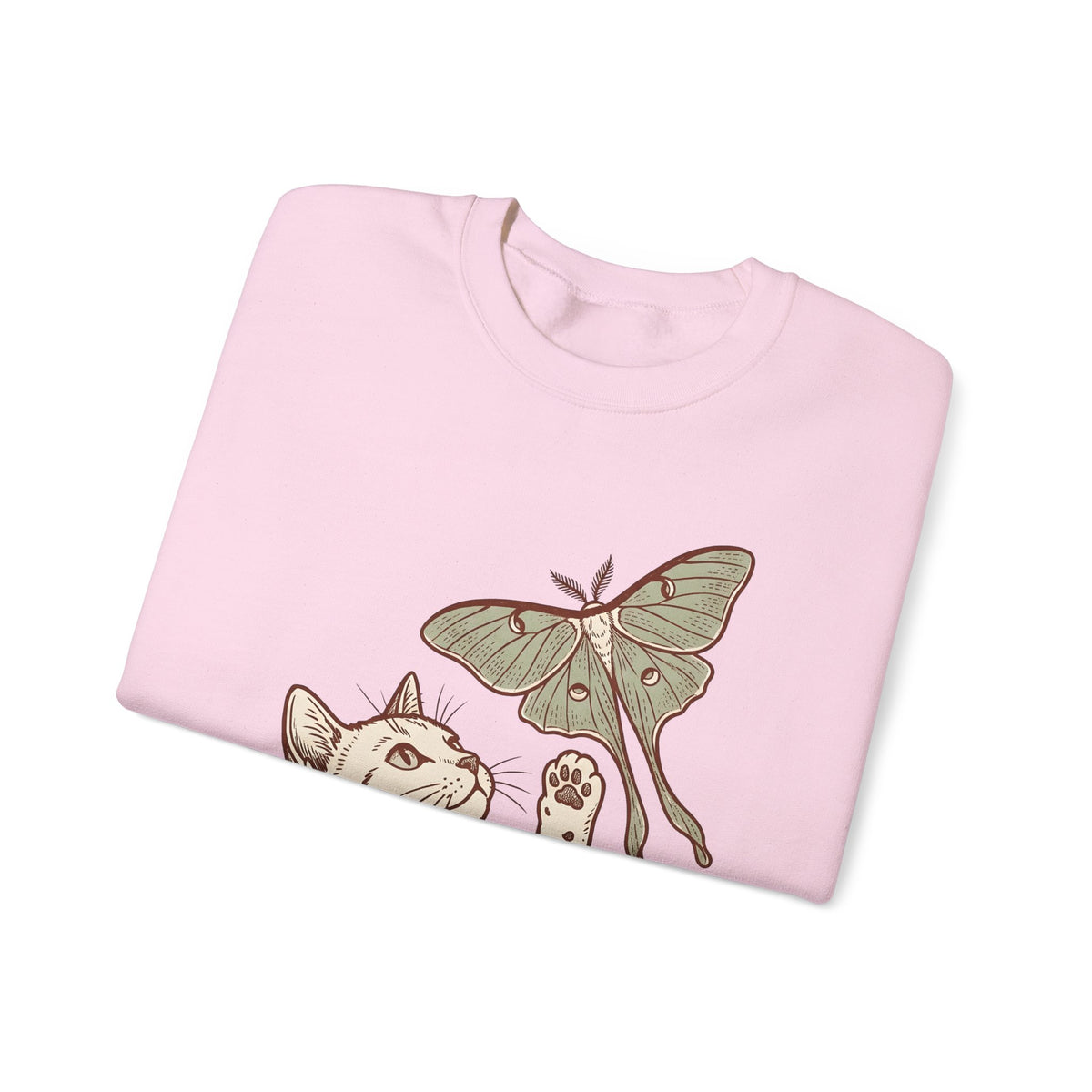 Kitten Moth Sweatshirt Cat Outdoors Gift Women Sketch Sweatshirt Kitten Sweatshirt Cat Fan Drawing Graphic Retro Leaf Sweatshirt