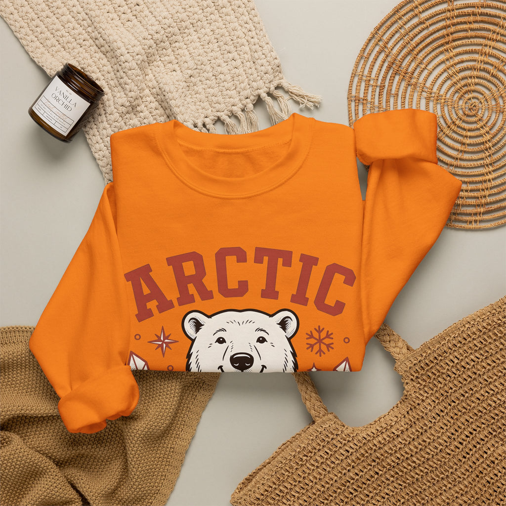 White Bear Sweatshirt Christmas Cold Season Gift Women Comic Sweatshirt Polar Bear Sweatshirt Winter Fan Cartoon Sweatshirt Frost Graphic Retro Ice Crystals