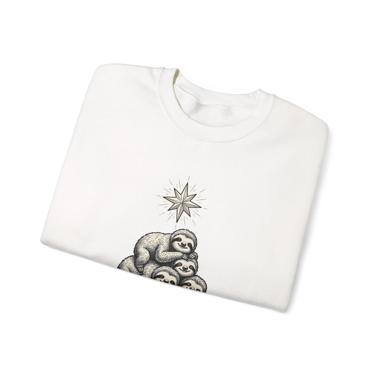 Sloth Stack Sweatshirt Animals Holiday Gift Women Hand Drawn Sweatshirt Sloth Pile Sweatshirt Wildlife Fan Hand Drawn Sweatshirt Christmas Graphic Vintage Star