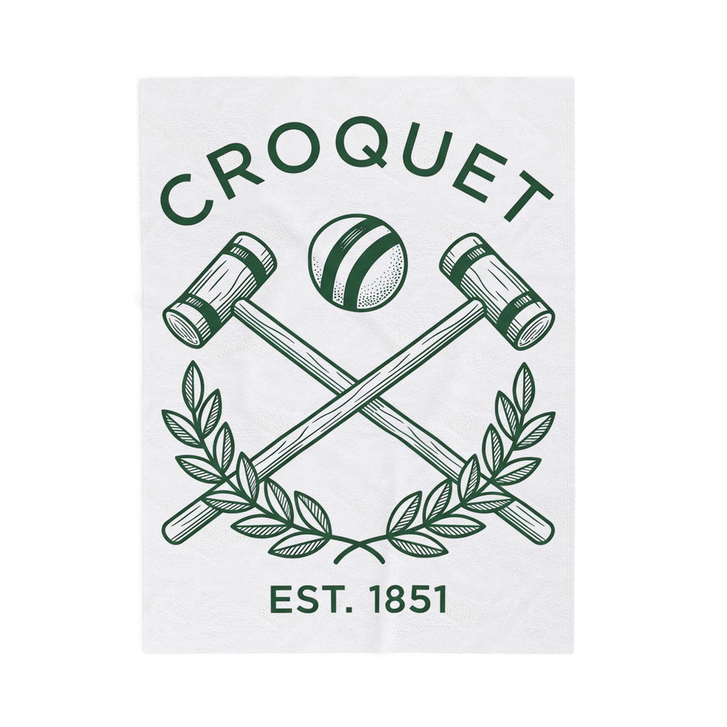 Croquet Mallets Blanket Croquet Lawn Gift Women Vintage Blanket Mallets Blanket Croquet Fan Croquetage Blanket Yard Graphic Hand Drawn Laurel