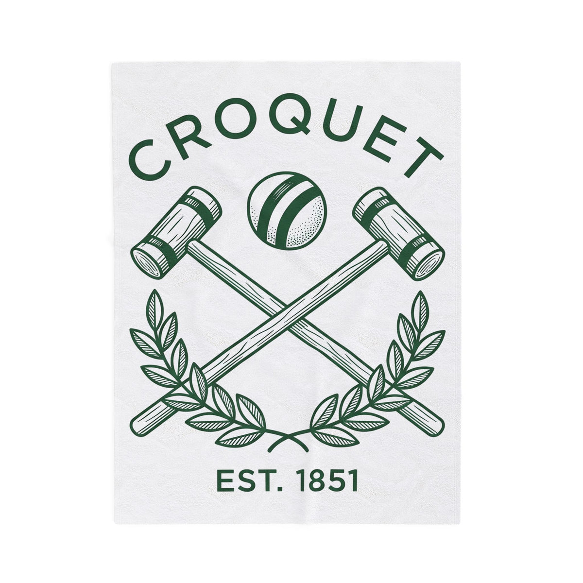 Croquet Mallets Blanket Croquet Lawn Gift Women Vintage Blanket Mallets Blanket Croquet Fan Croquetage Blanket Yard Graphic Hand Drawn Laurel