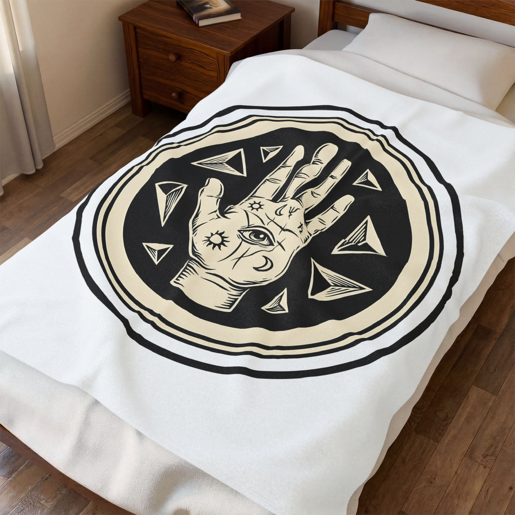 Enchanted Hand Blanket Mystical Esoteric Gift Women Folk Blanket Magical Hand Blanket Occult Fan Primitive Blanket Mystical Graphic Antique Polygon