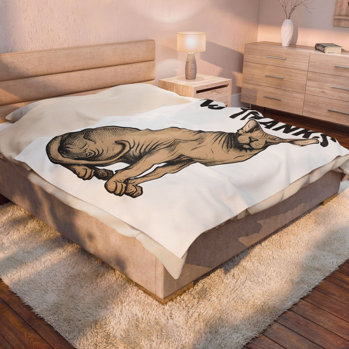 Sphynx Feline Blanket Cat Creatures Gift Women Line Art Blanket Cat Blanket Cat Fan Illustration Graphic Hand Drawn Mood Blanket