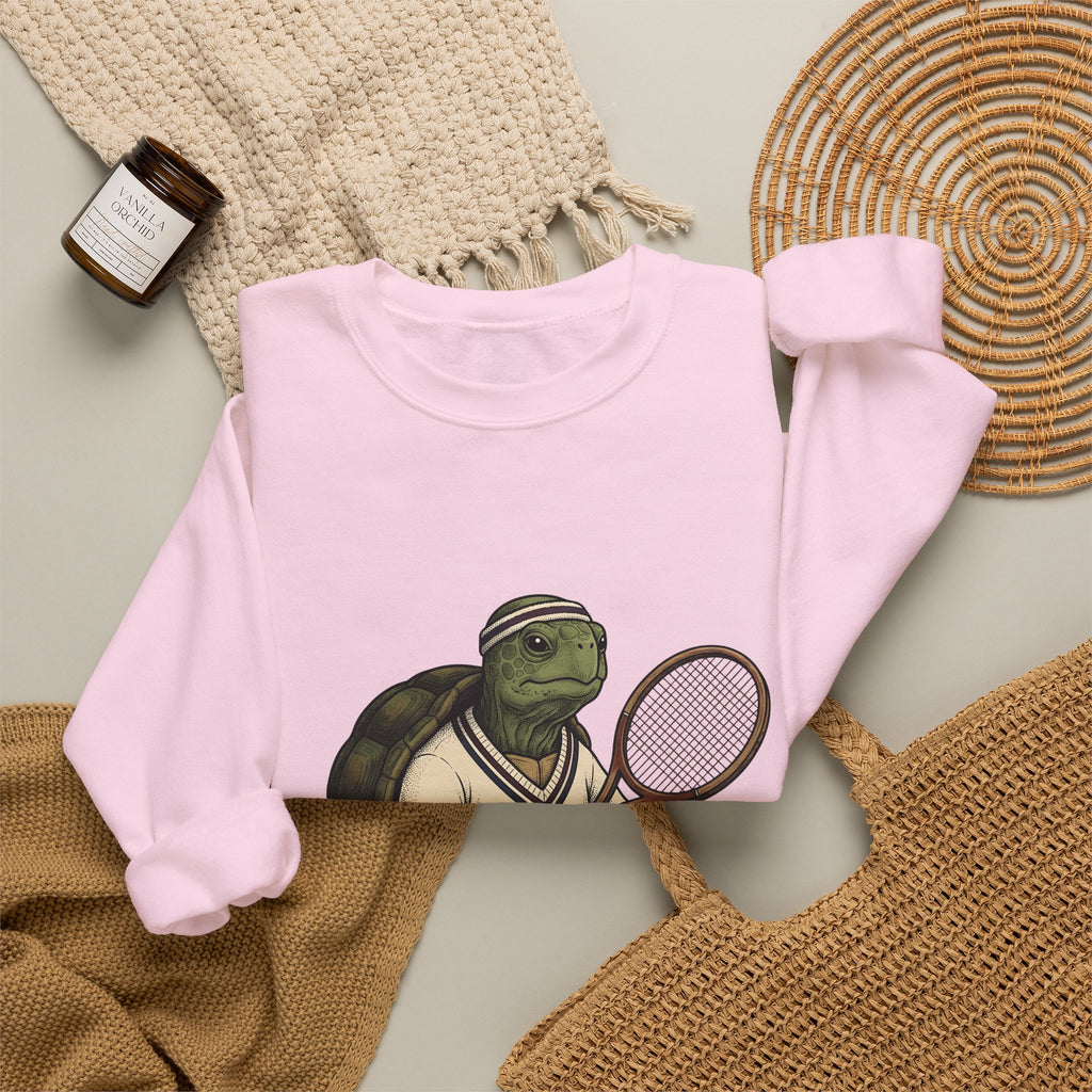 Turtle Tennis Sweatshirt Sports Animal Gift Women Vintage Sweatshirt Tennis Sweatshirt Athlete Fan Retro Sweatshirt Wildlife Graphic Hand Drawn Tennis Ball