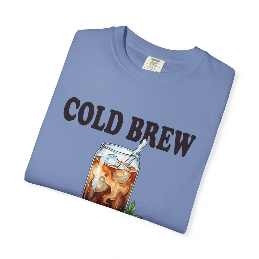 Cold Brew T-Shirt Coffee Gourmet Gift Women Hand Painted T-Shirt Cold Brew Coffee T-Shirt Coffee Fan Hand Drawn T-Shirt Gourmet Design Retro Coffee