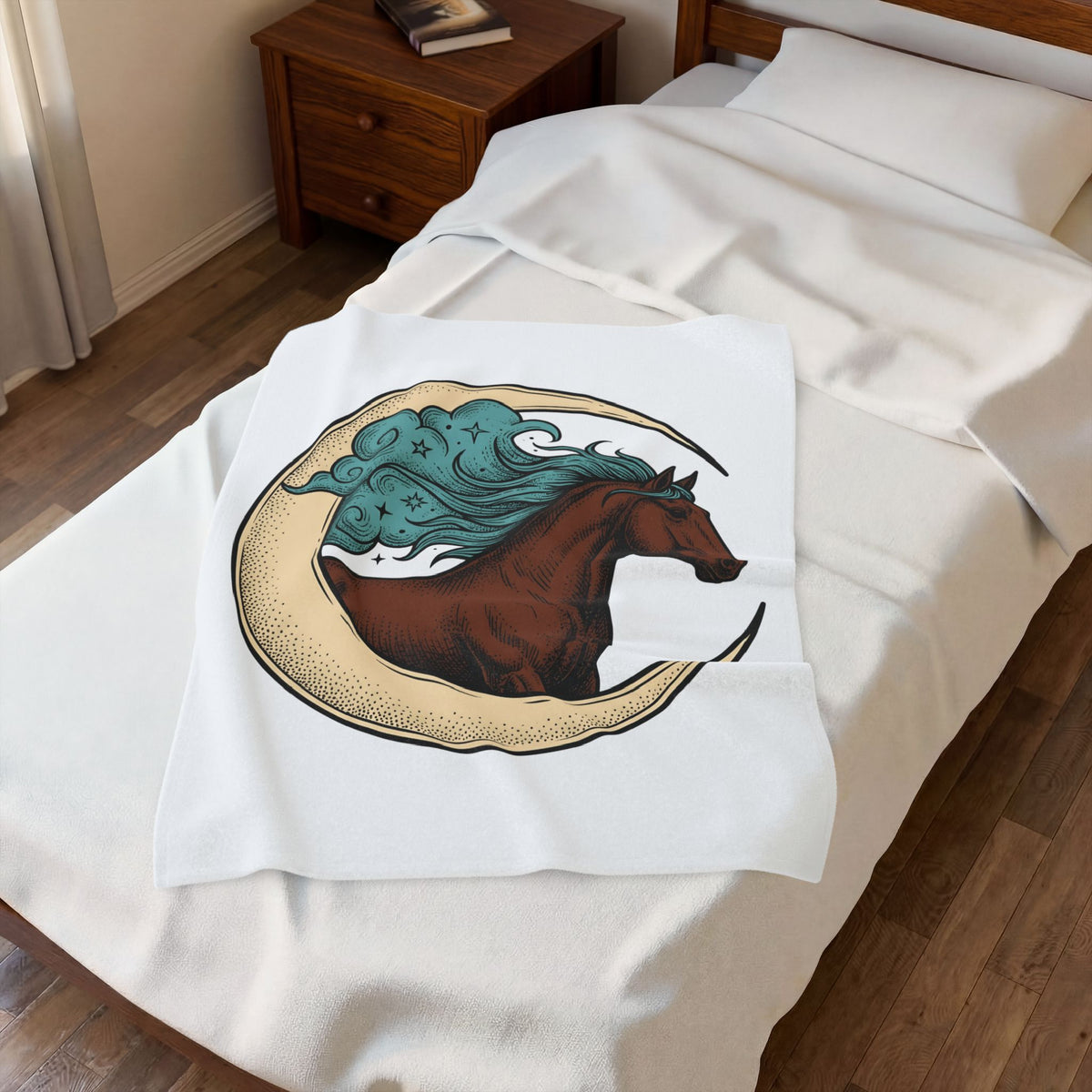 Horse Moon Blanket Cowgirl Western Gift Women Boho Blanket Equine Blanket Rodeo Fan Cowboy Graphic Western Design Blanket Boho Blanket Vintage Stars