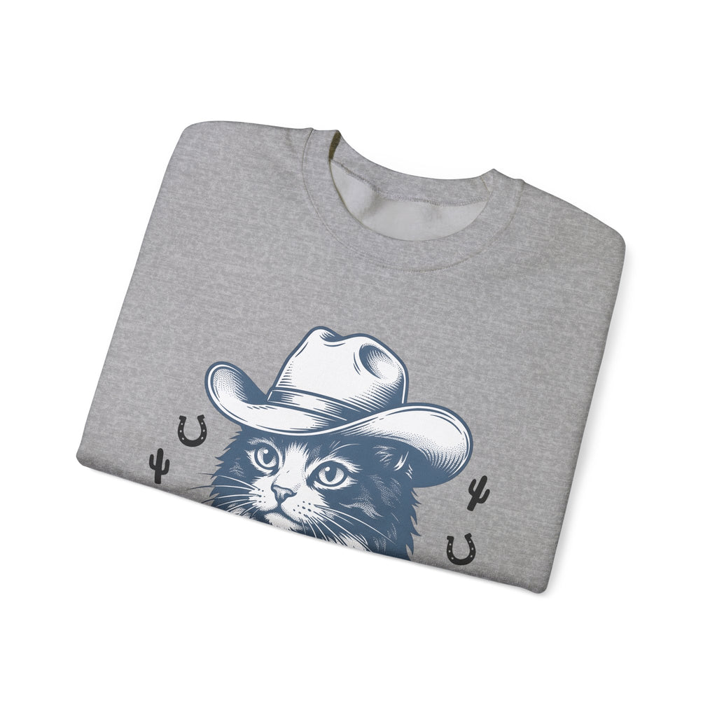 Western Cat Sweatshirt Cat Cowboy Gift Women Distressed Sweatshirt Kitty Sweatshirt Cat Fan Frayed Sweatshirt Rodeo Graphic Doodle Desert Plant Sweatshirt
