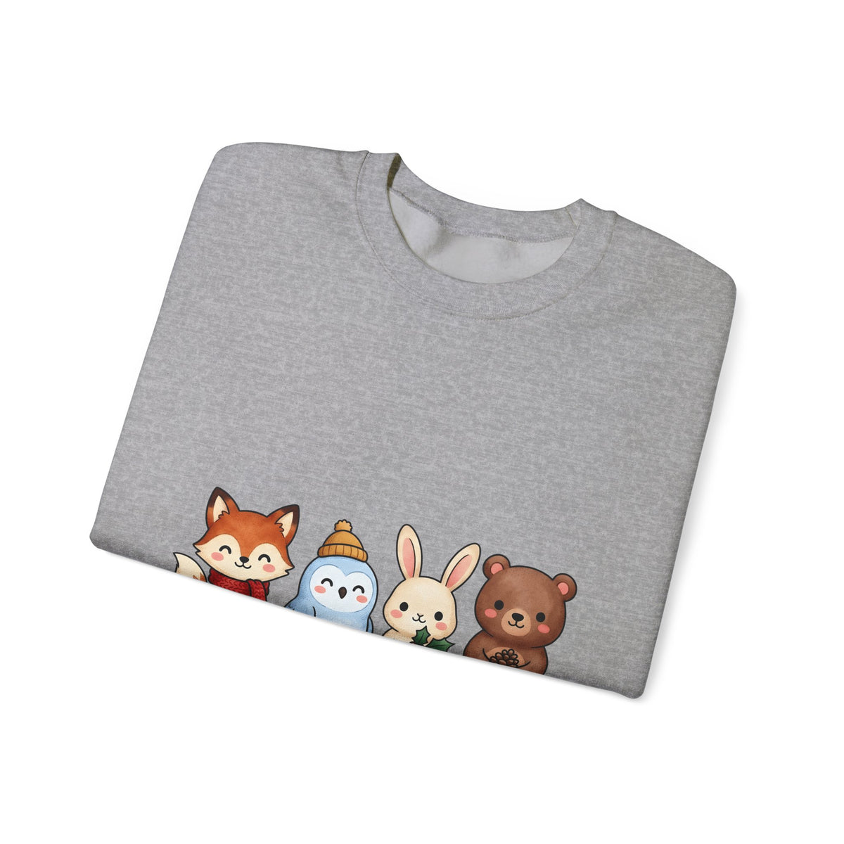 Forest Creatures Sweatshirt Christmas Wildlife Gift Women Adorable Sweatshirt Woodland Sweatshirt Xmas Fan Cute Sweatshirt Animal Graphic Comic Mistletoe