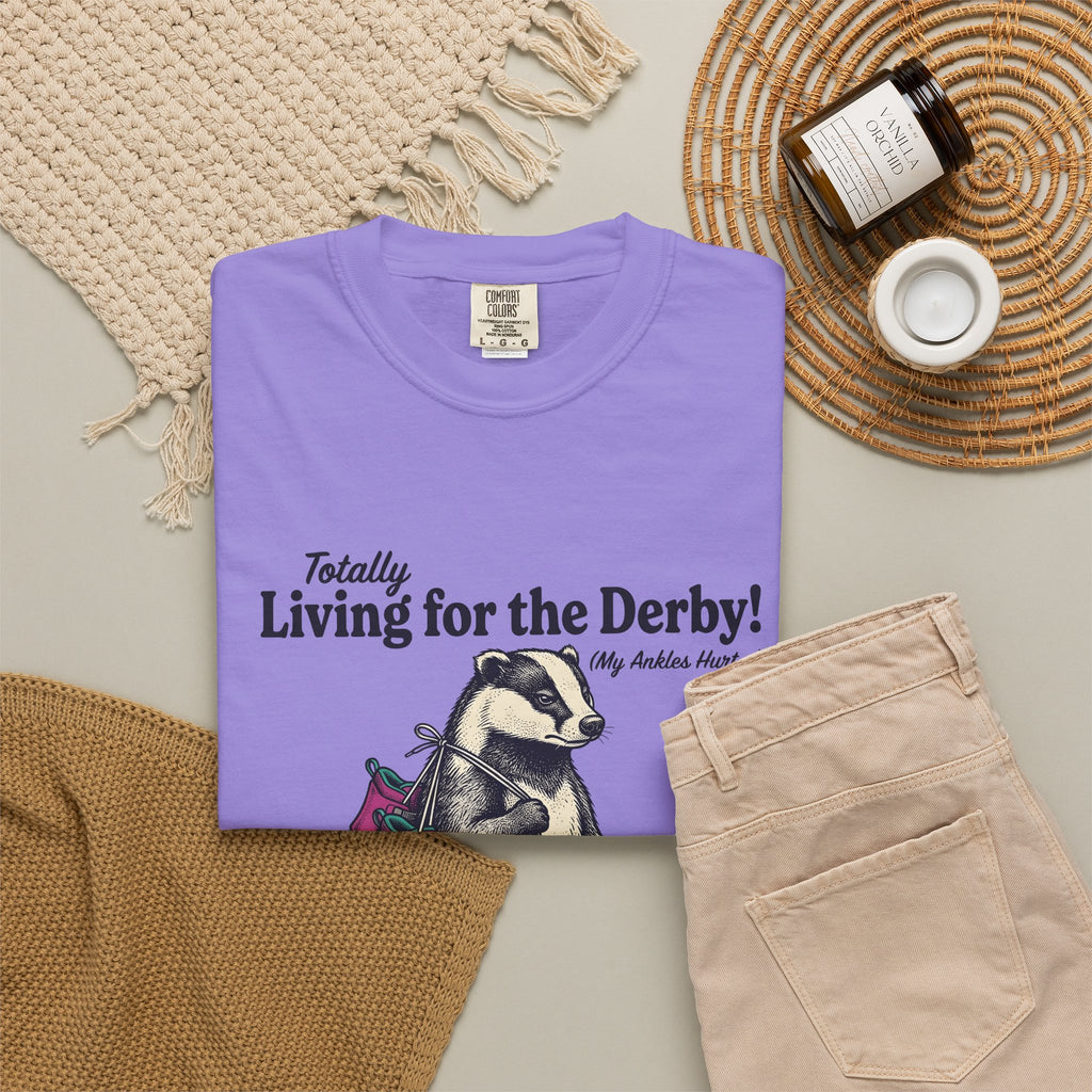 Badger Roller Skates T-Shirt Funny Pet Gift Women Retro T-Shirt Roller Skating T-Shirt Humor Fan Vintage T-Shirt Animal Graphic Sketch Creature