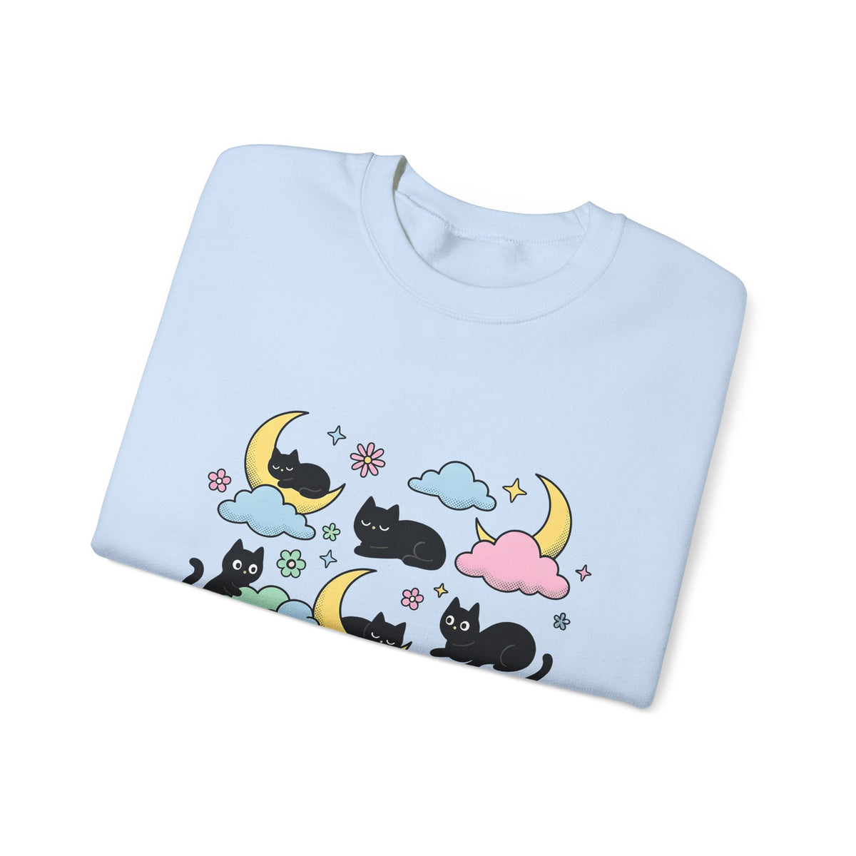 Black Cats Sweatshirt Cat Celestial Gift Women Kawaii Sweatshirt Kitties Sweatshirt Cat Fan Astrology Graphic Sweatshirt Pastel Crescent Moon Sweatshirt