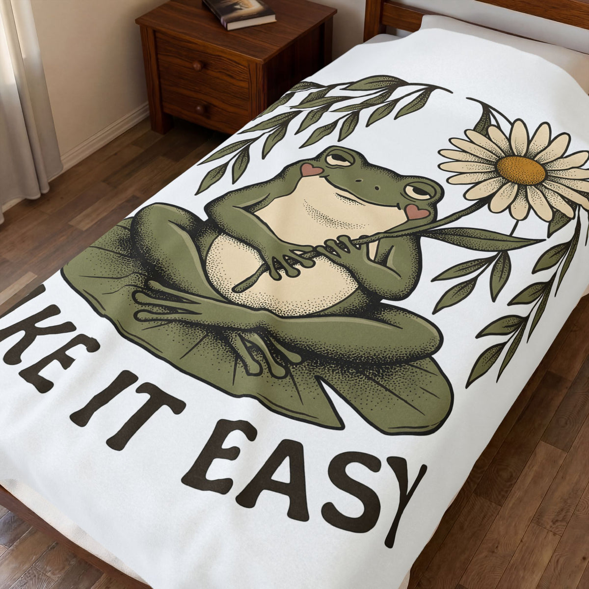 Frog Flower Cute Animal Gift Boho Toad T Blanket