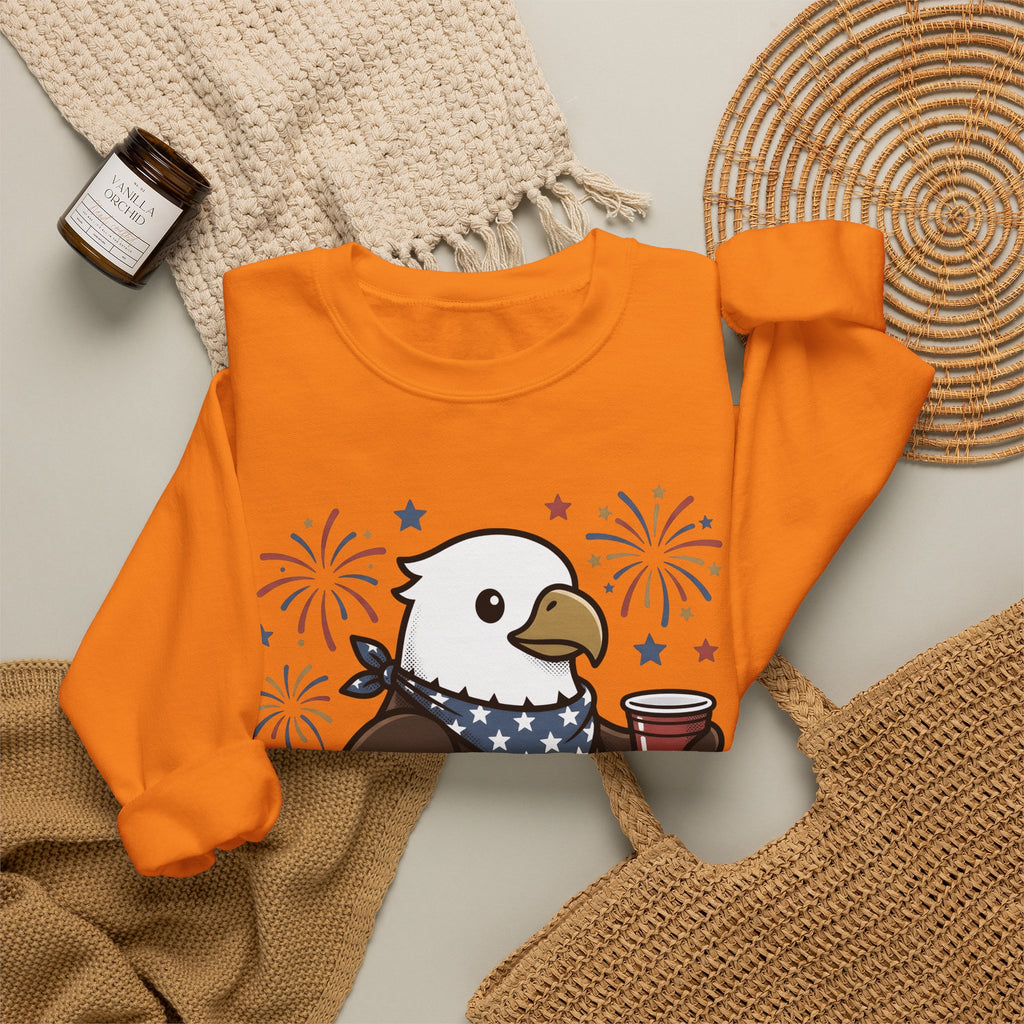 Bald Eagle Sweatshirt 4th Of July Usa Gift Women Comic Sweatshirt Eagle Sweatshirt Independence Day Fan Cartoon Sweatshirt American Graphic Vintage Fireworks