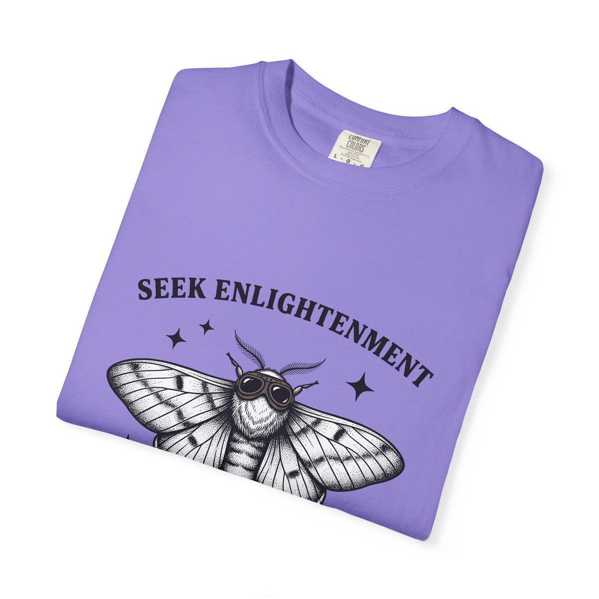 Moth Illustration T-Shirt Funny Wildlife Gift Women Retro T-Shirt Bug T-Shirt Humor Fan Vintage T-Shirt Animal Graphic Sketch Star Shapes T-Shirt