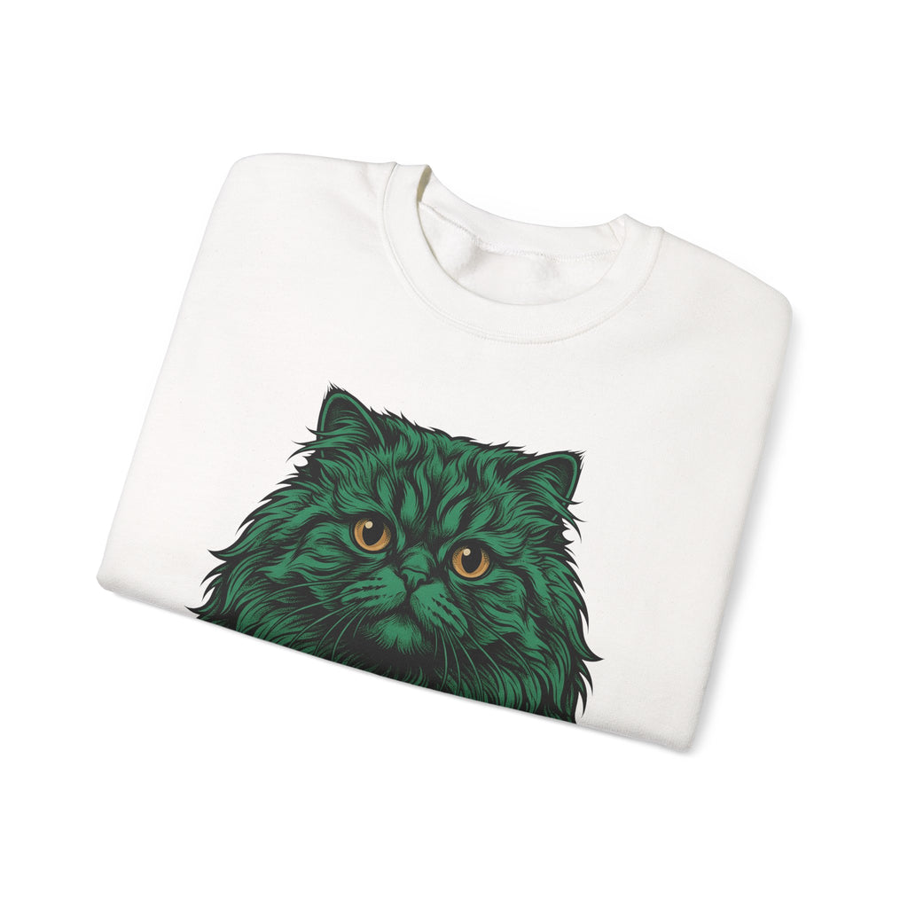 Long Hair Cat Sweatshirt Cat Gift Women Creatures Gift Women Modern Art Sweatshirt Cat Sweatshirt Cat Fan Feline Sweatshirt Beast Graphic Hand Drawn Yellow