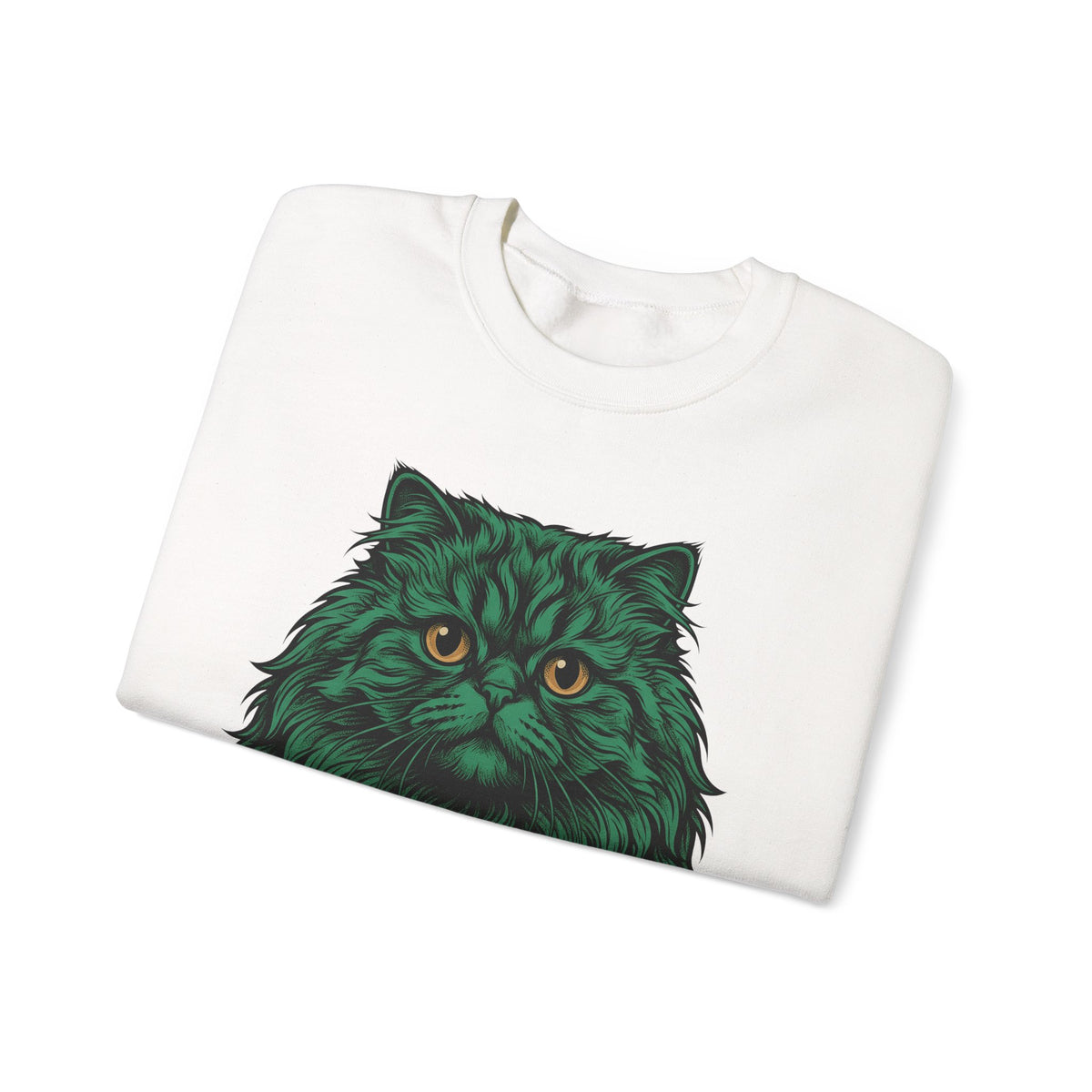Long Hair Cat Sweatshirt Cat Gift Women Creatures Gift Women Modern Art Sweatshirt Cat Sweatshirt Cat Fan Feline Sweatshirt Beast Graphic Hand Drawn Yellow