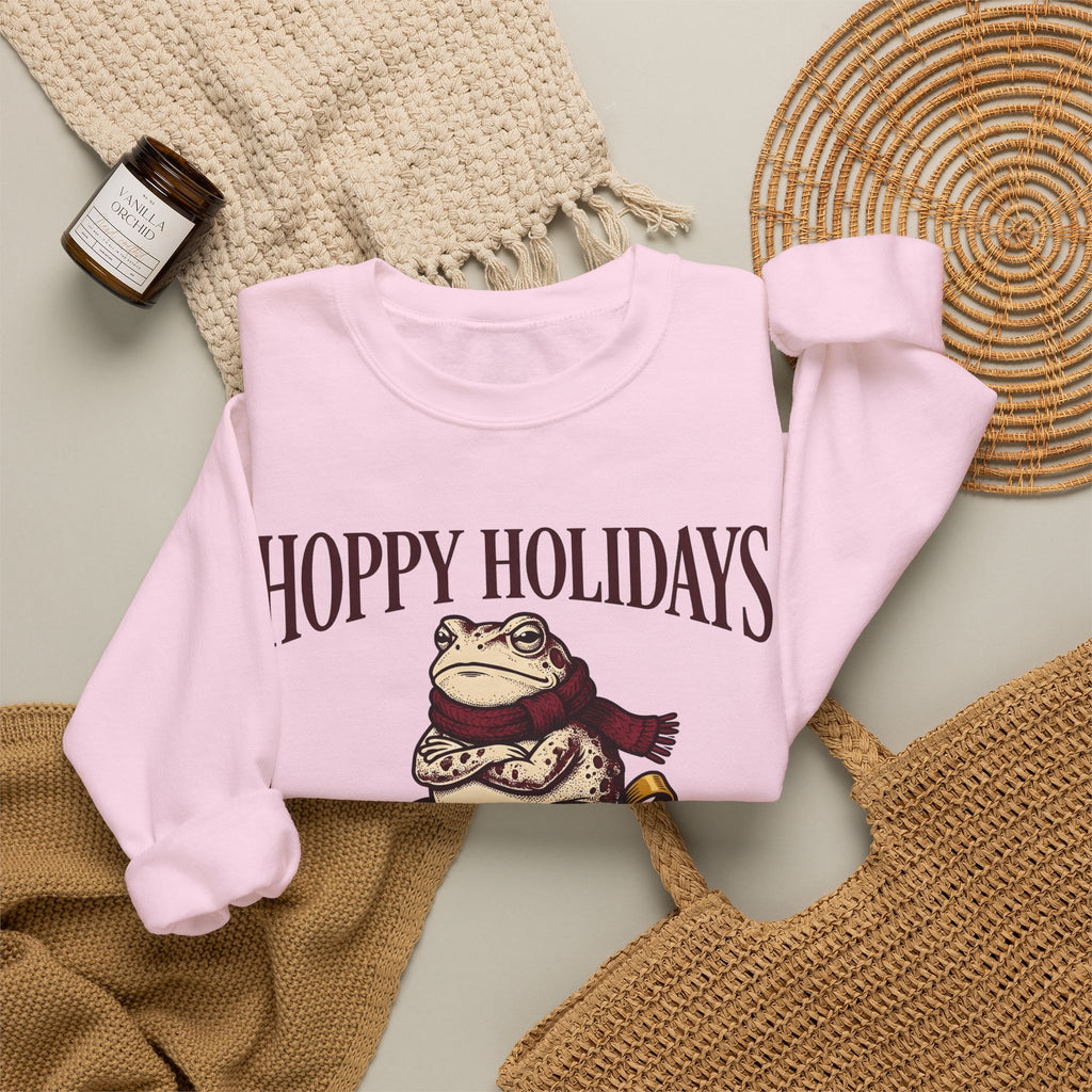 Frog Keepsake Sweatshirt Christmas Critters Gift Women Traditional Sweatshirt Toad Sweatshirt Xmas Fan Hand Drawn Sweatshirt Creature Graphic Outline Muffler