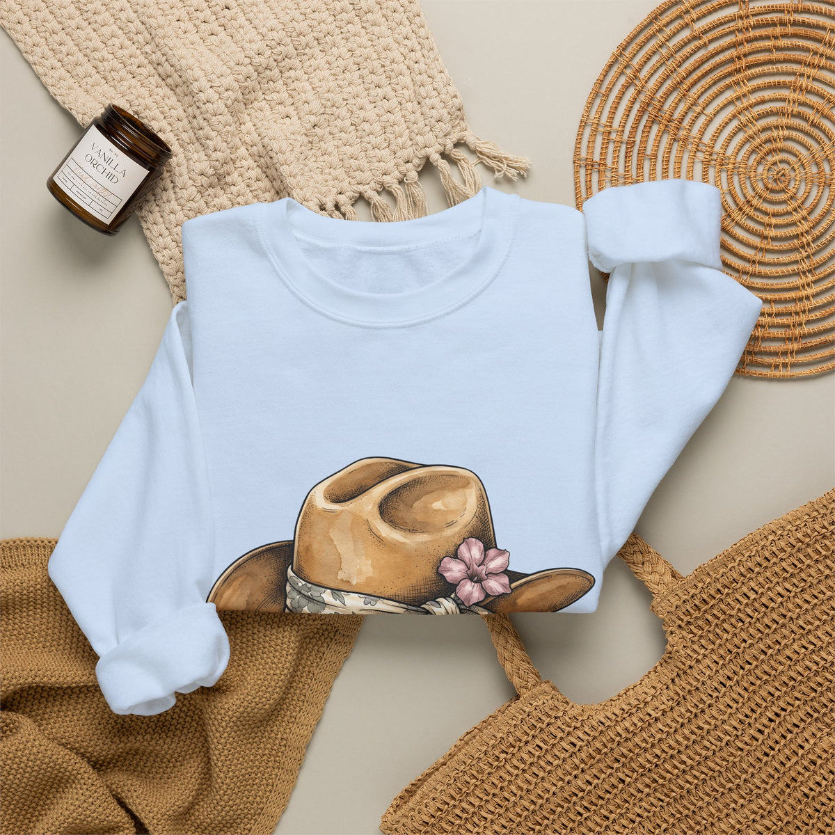 Country Hat Sweatshirt Cowgirl Outback Gift Women Tribal Sweatshirt Cowboy Hat Sweatshirt Rodeo Fan Cowgirl Graphic Sweatshirt Folk Flower Kerchief Sweatshirt