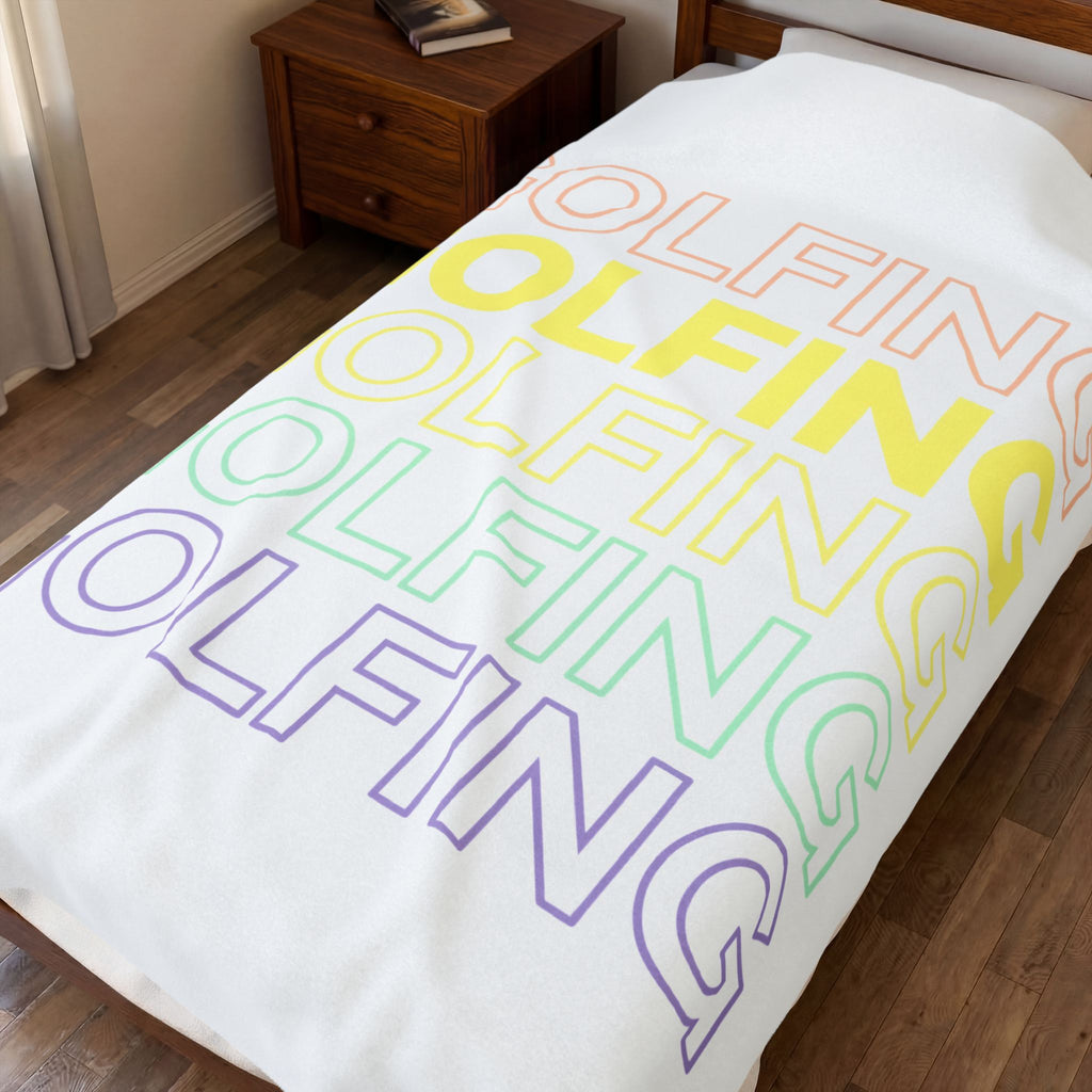 Prominent Typography Motif Blanket Golf Camping Gift Women Pale Tones Blanket Typography Blanket Golfer Fan Minimalist Blanket Outdoor Graphic
