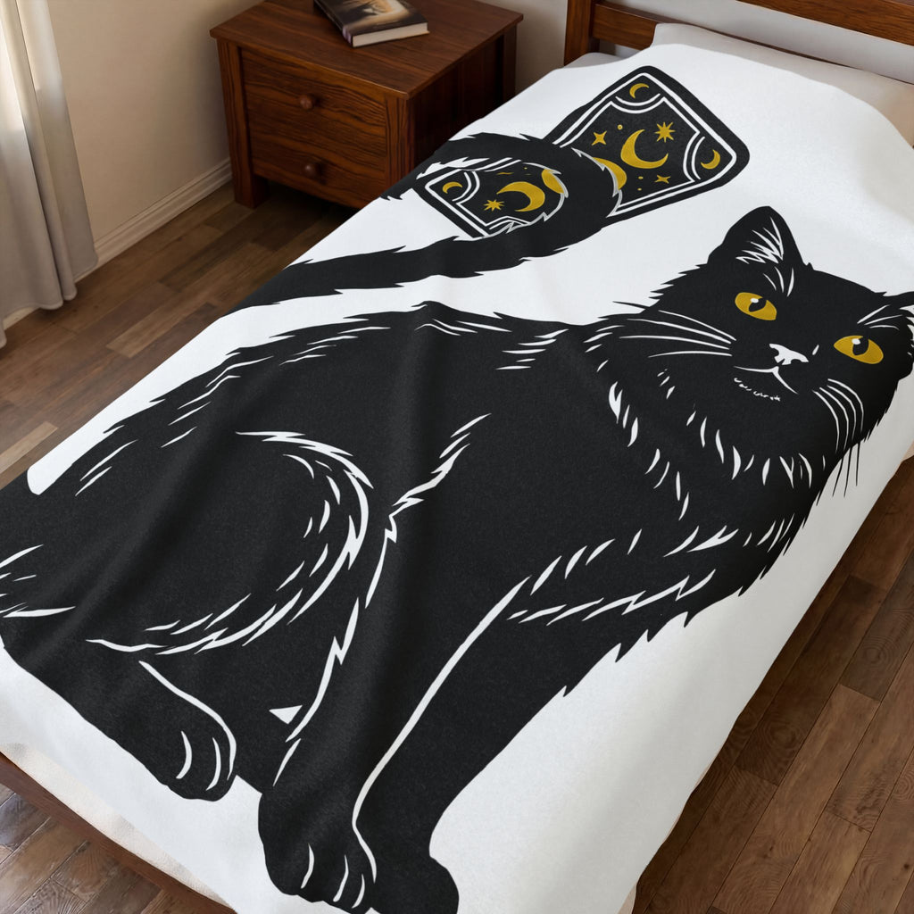 Black Cat Blanket Cat Witchcraft Gift Women Mystical Blanket Cat Blanket Feline Fan Occult Graphic Vintage Tarot Card Blanket