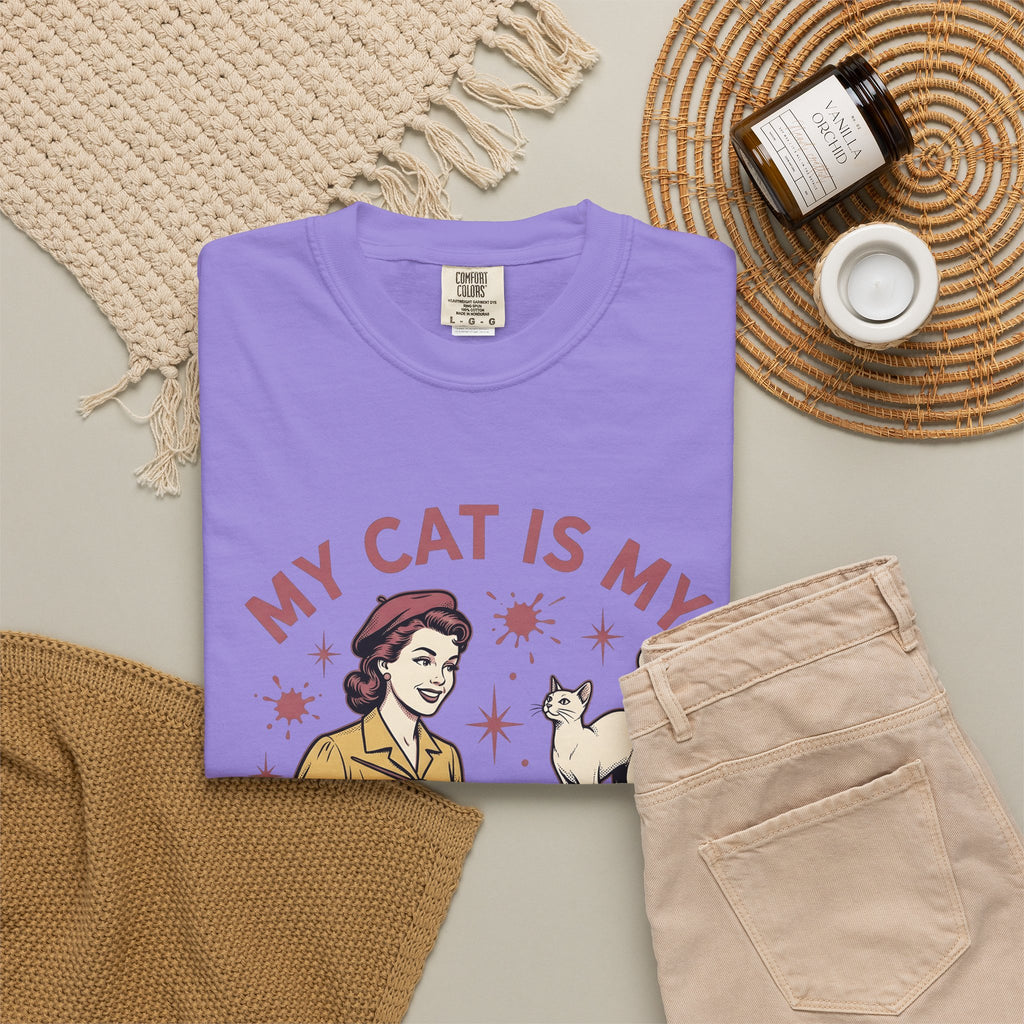 Kitty Artist T-Shirt Cat Fauna Gift Women Antique T-Shirt Cat Lady T-Shirt Feline Fan Vintage T-Shirt Wildlife Graphic Heritage Art Palette T-Shirt