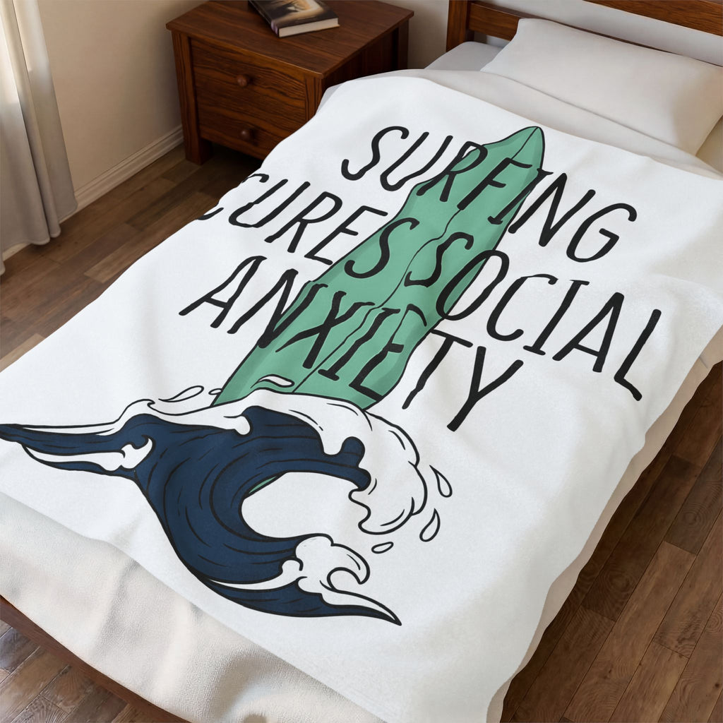 Surfboard Wave Surfing Beach Gift Bold Wave Surfer Enthusiast Coastal Minimalist Blanket