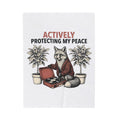 Fox Music Player Blanket Funny Creatures Gift Women Classic Blanket Mp3 Player Blanket Humor Fan Retro Blanket Animal Graphic Doodle Indoor Plants