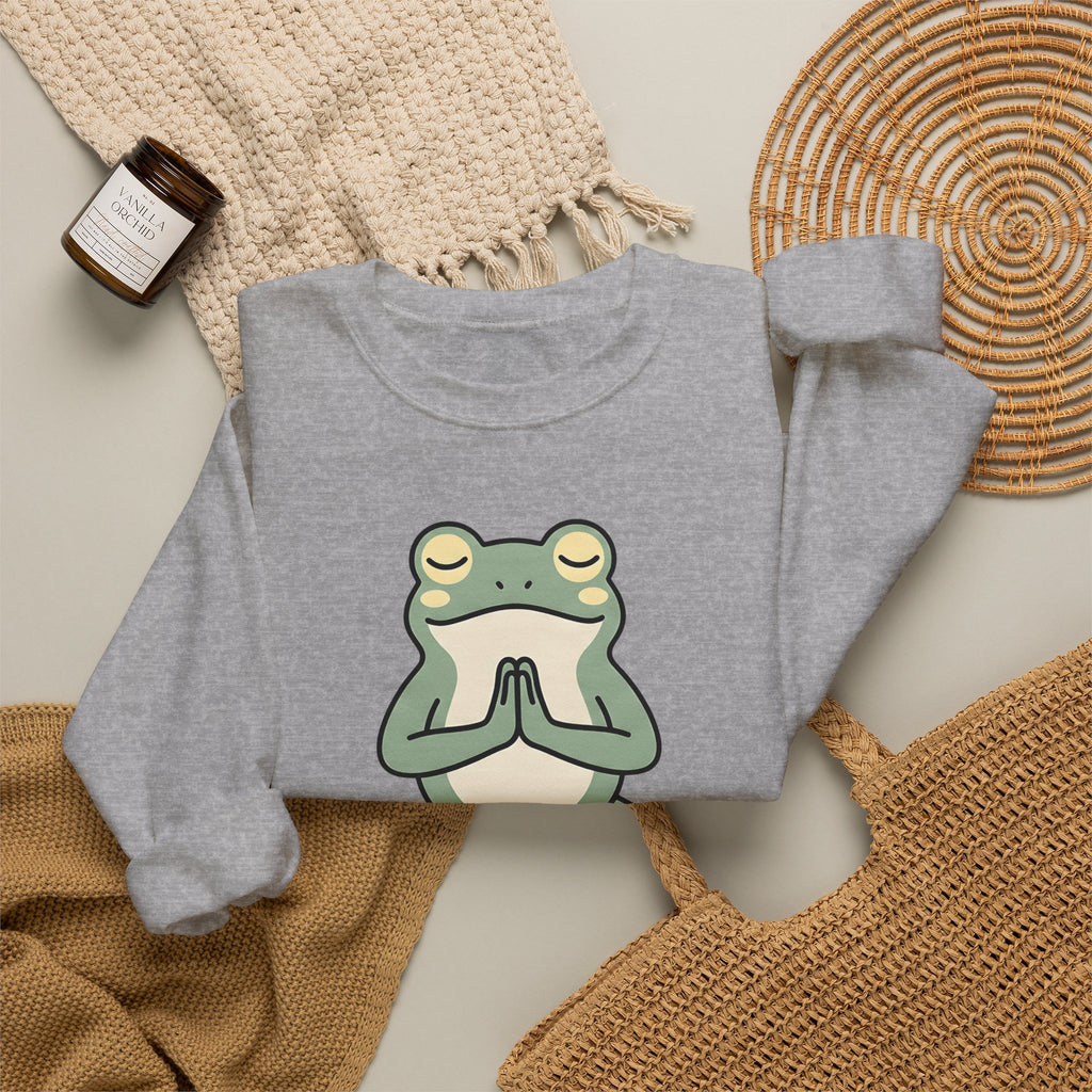 Yoga Frog Sweatshirt Yoga Nature Gift Women Sketch Sweatshirt Toad Sweatshirt Yoga Enthusiast Drawing Illustration Wildlife Graphic Clean Standing Pose