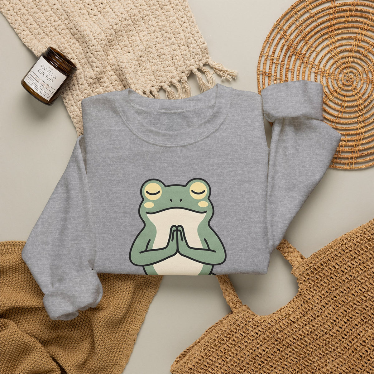Yoga Frog Sweatshirt Yoga Nature Gift Women Sketch Sweatshirt Toad Sweatshirt Yoga Enthusiast Drawing Illustration Wildlife Graphic Clean Standing Pose