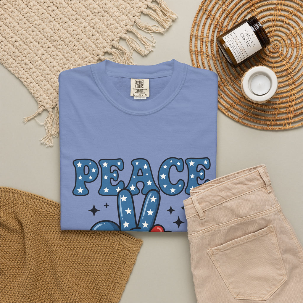 Peace Gesture T-Shirt America/4th Of July Celebration Gift Women Sketch T-Shirt Peace Sign T-Shirt Patriot Fan Hand Drawn T-Shirt Party Graphic