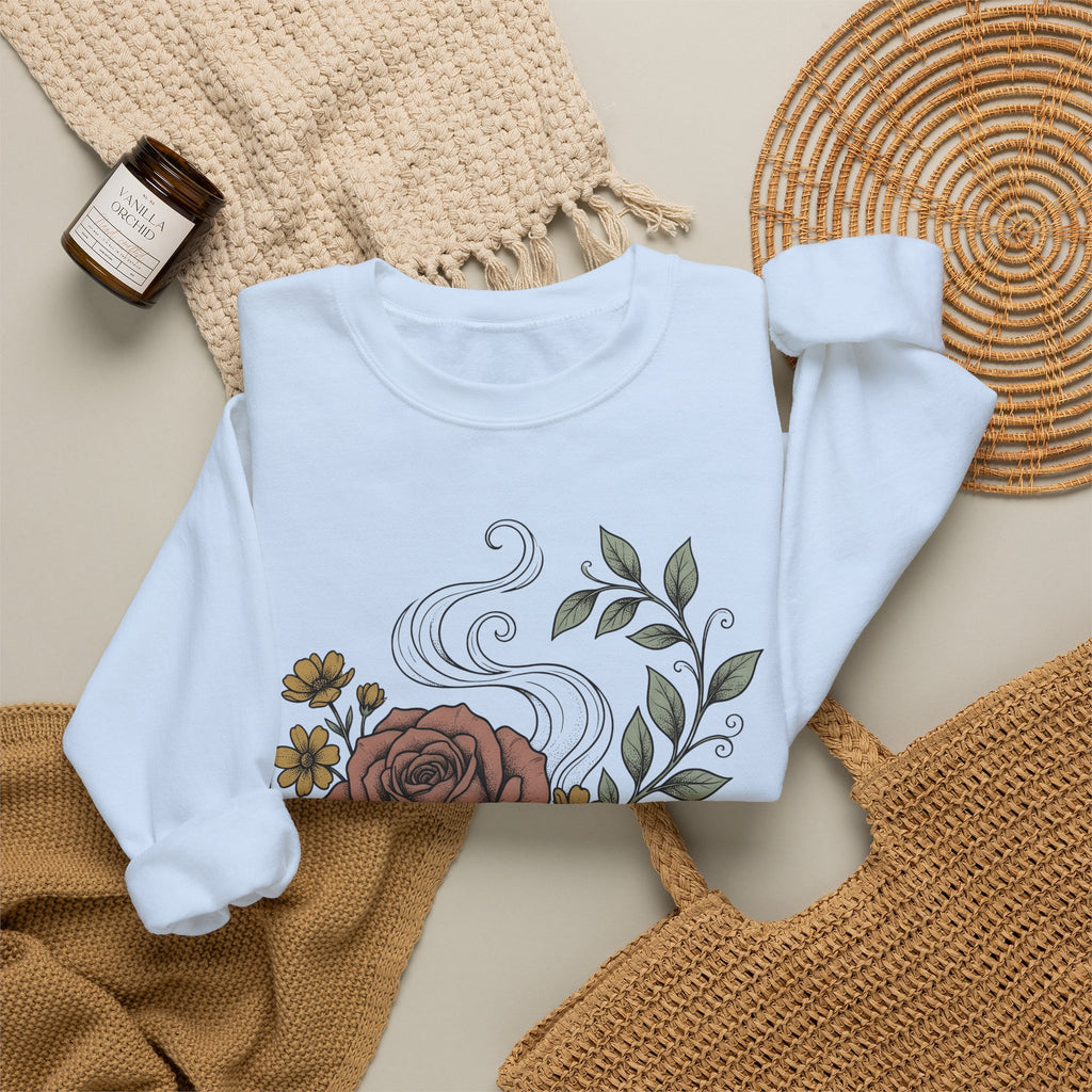Floral Teacup Sweatshirt Moms Tea Gift Women Botanical Sweatshirt Teacup Sweatshirt Mother Fan Herbaceous Sweatshirt Tea Graphic Vintage Rose Sweatshirt