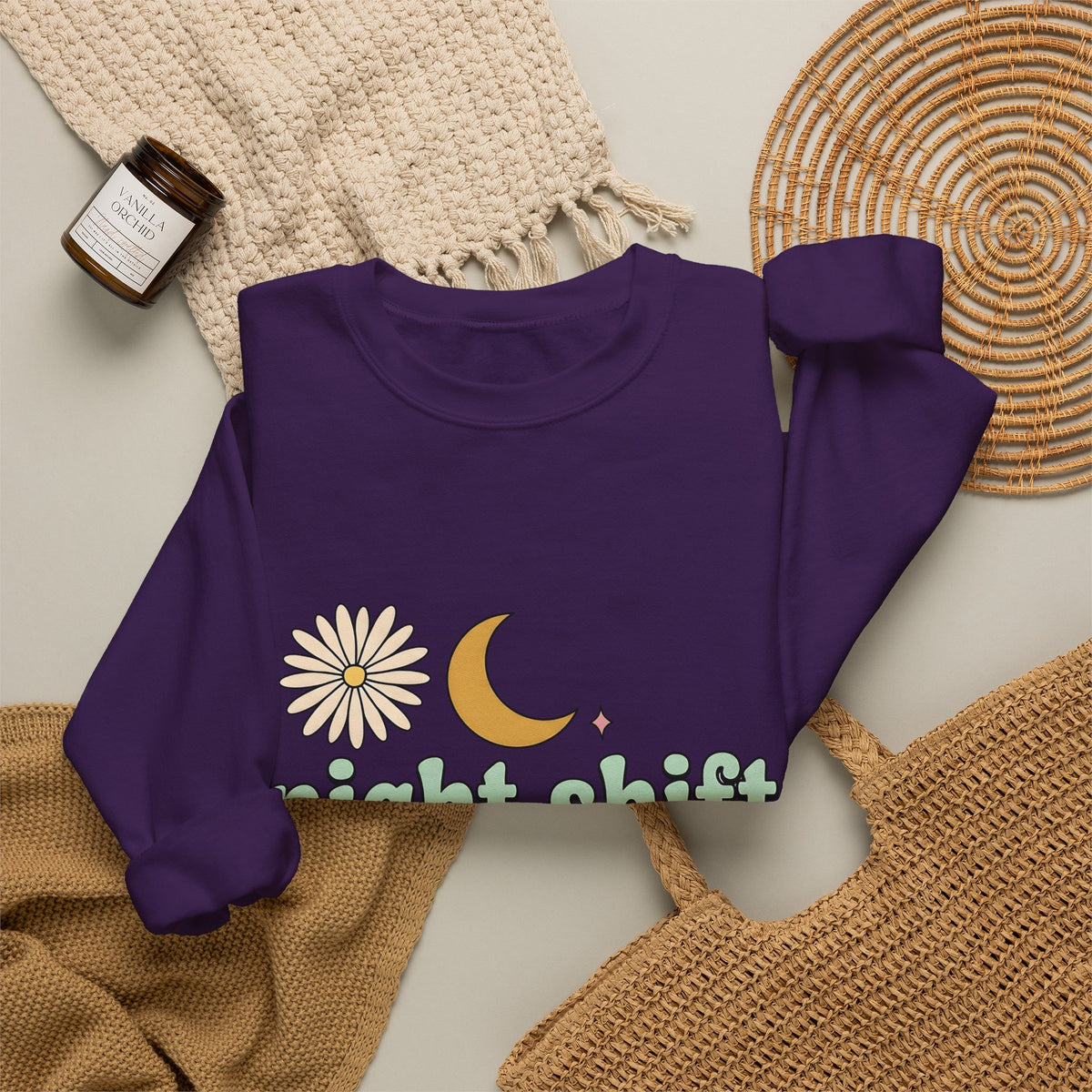 Moon Blossom Graphic Sweatshirt Nurses Drink Gift Women Cartoon Sweatshirt Flower Sweatshirt