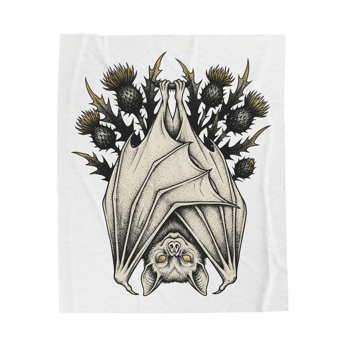Bat Design Blanket Halloween Greenery Gift Women Macabre Blanket Bat Blanket Horror Fan Dark Blanket Foliage Graphic Sketch Bloom Blanket