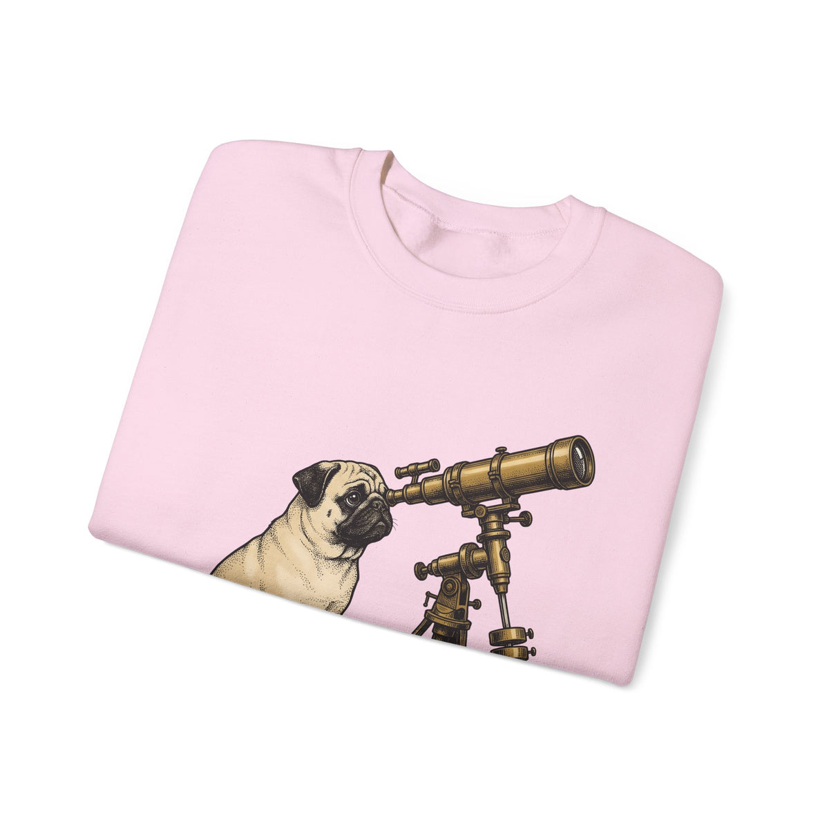 Pug Puppy Sweatshirt Dog Space Gift Women Retro Sweatshirt Puppy Sweatshirt Dog Fan Canine Sweatshirt Vintage Graphic Astronomy Illustration Sketch Binoculars
